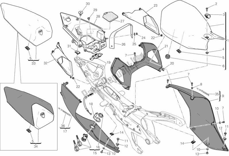 All parts for the Seat of the Ducati Superbike 1199 Panigale S ABS USA 2014